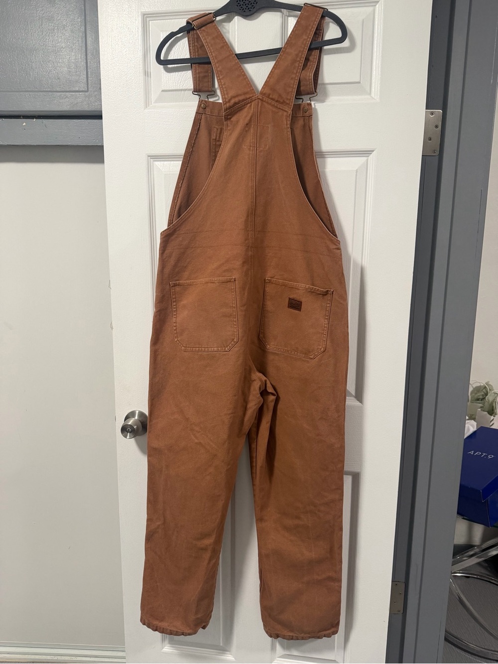 RVCA Men's Grounded Canvas Workwear Overalls Brown Medium Utility Straight Leg - Picture 4 of 16
